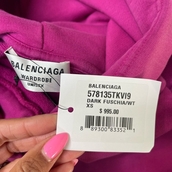 BALENCIAGA Oversized Sweatshirt Unisex XS Fuscia - Picture 5 of 16